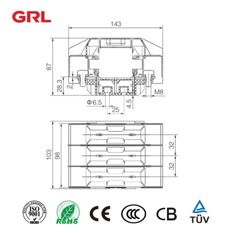 Soporte de fusible de cuchilla serie DNF1-00-3P NH00 enlace de fusible
