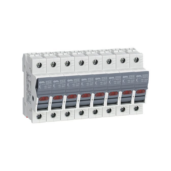 Soporte de fusibles de 4 polos GRL RT18 Series AC y DC Din Rail Fuse Holder