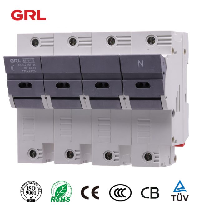 GRL din soporte de fusible de montaje de riel RT18-125-3P + N tamaño de fusible 22 * 58