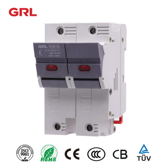 GRL Fusible RT18-125-2P Fuse Holder tamaño de fusible 22 * 58