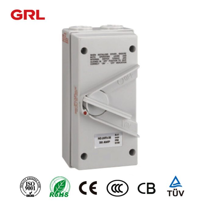Interruptor de aislamiento UKF IP65 3P 35A Caja de interruptor aislante cerrada impermeable Uso al aire libre