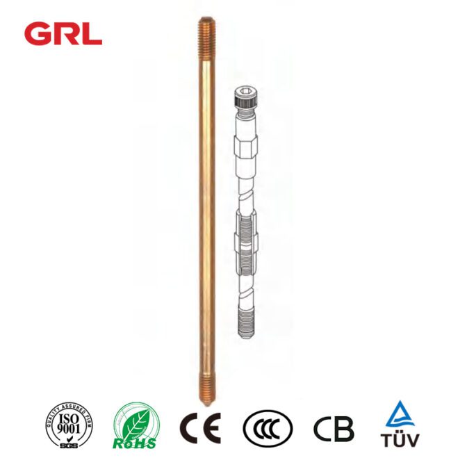 Sistema de puesta a tierra Cobre roscado varillas de tierra unidas 11mm 16mm varilla de puesta a tierra de cobre